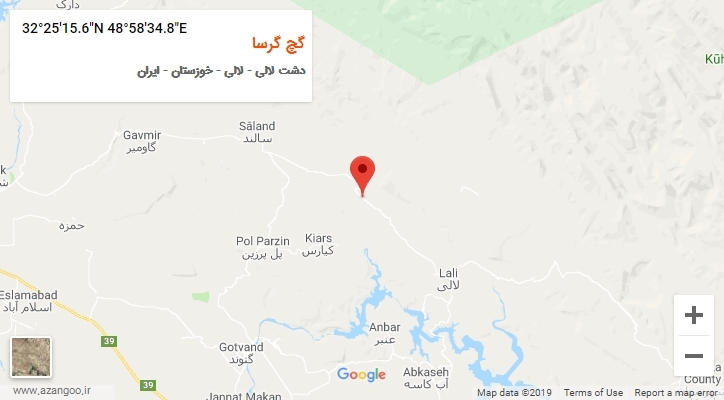 روستای گچ گرسا بر روی نقشه