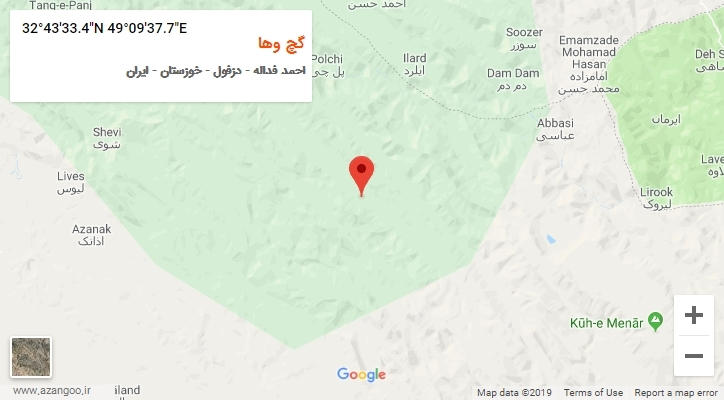روستای گچ وها بر روی نقشه