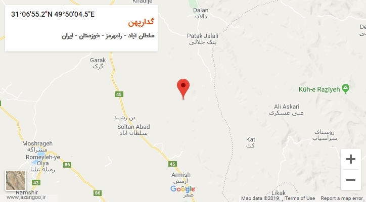 روستای گدارپهن بر روی نقشه