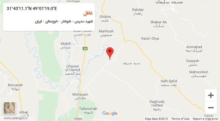 روستای غافل بر روی نقشه