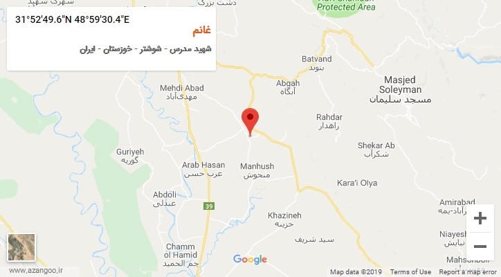 روستای غانم بر روی نقشه