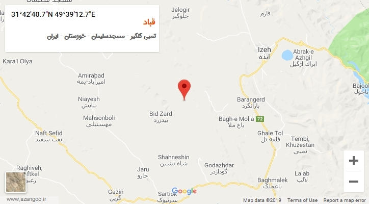 روستای قباد بر روی نقشه