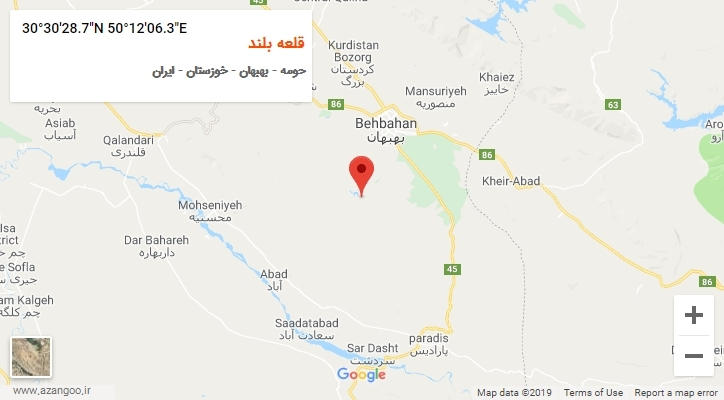 روستای قلعه بلند بر روی نقشه