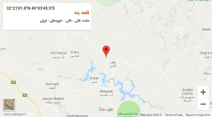 روستای قلعه بنه بر روی نقشه