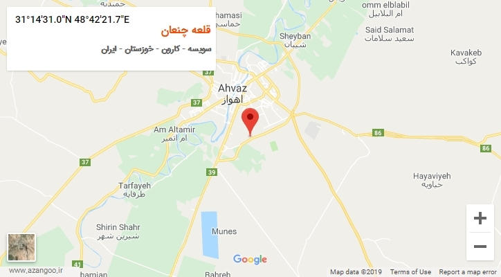 روستای قلعه چنعان بر روی نقشه