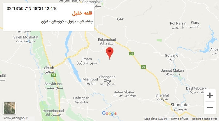 روستای قلعه خلیل بر روی نقشه