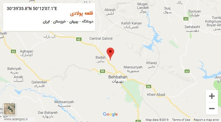 روستای قلعه پولادی بر روی نقشه
