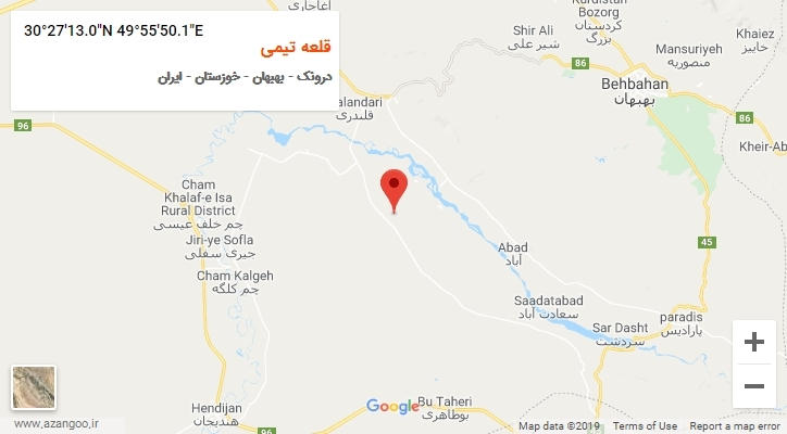 روستای قلعه تیمی بر روی نقشه