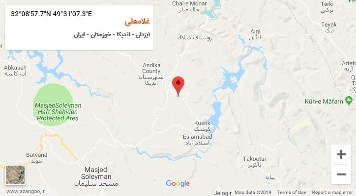 روستای غلامعلی بر روی نقشه