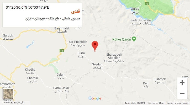 روستای قندی بر روی نقشه