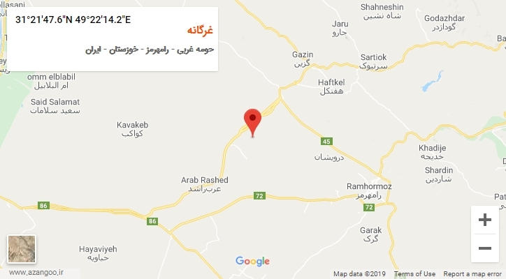 روستای غرگانه بر روی نقشه