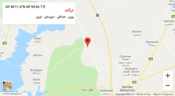 روستای غرگانه بر روی نقشه