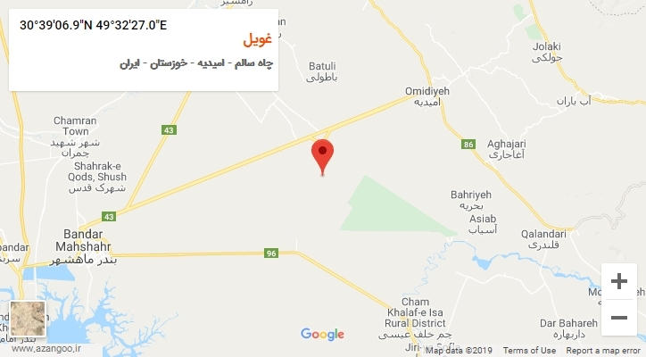 روستای غویل بر روی نقشه