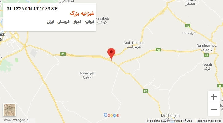 روستای غیزانیه بزرگ بر روی نقشه