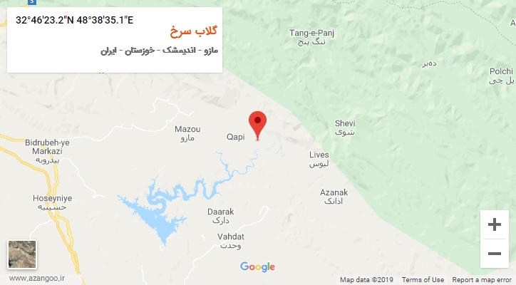 روستای گلاب سرخ بر روی نقشه