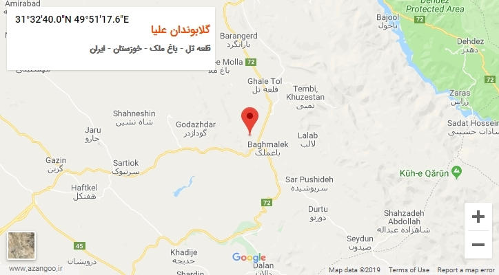 روستای گلابوندان علیا بر روی نقشه