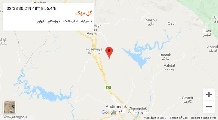 روستای گل مهک بر روی نقشه