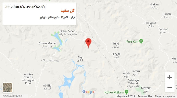 روستای گل سفید بر روی نقشه