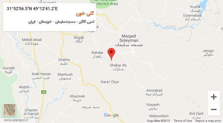 روستای گلی خون بر روی نقشه