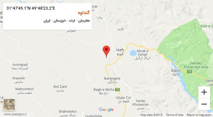 روستای گنداوه بر روی نقشه