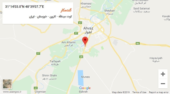 روستای گندمکار بر روی نقشه