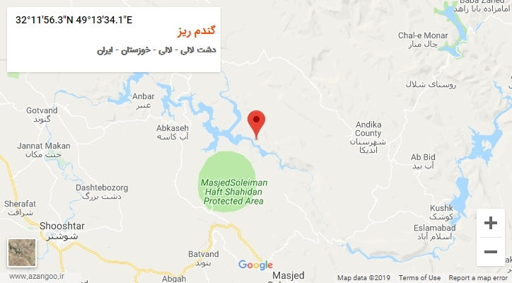 روستای گندم ریز بر روی نقشه