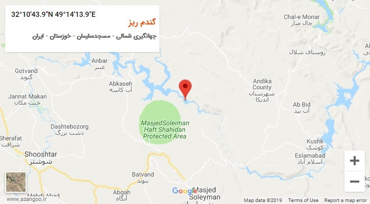 روستای گندم ریز بر روی نقشه