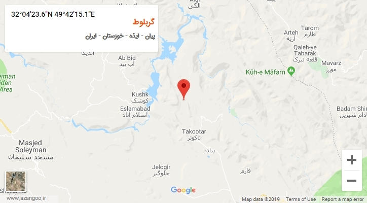 روستای گربلوط بر روی نقشه