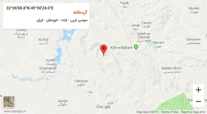 روستای گردخانه بر روی نقشه