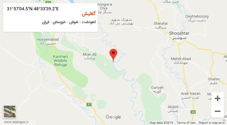 روستای گطیش بر روی نقشه