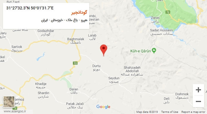 روستای گودانجیر بر روی نقشه