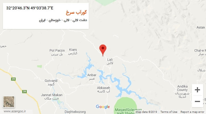روستای گورآب سرخ بر روی نقشه