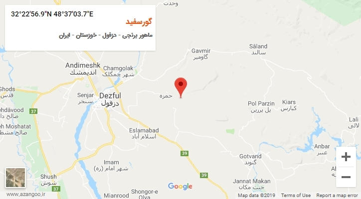 روستای گورسفید بر روی نقشه