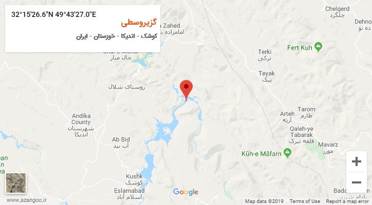 روستای گزیروسطی بر روی نقشه