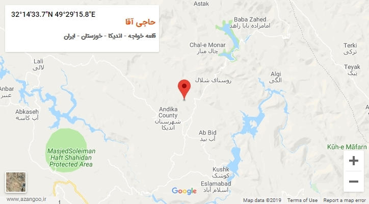 روستای حاجی آقا بر روی نقشه