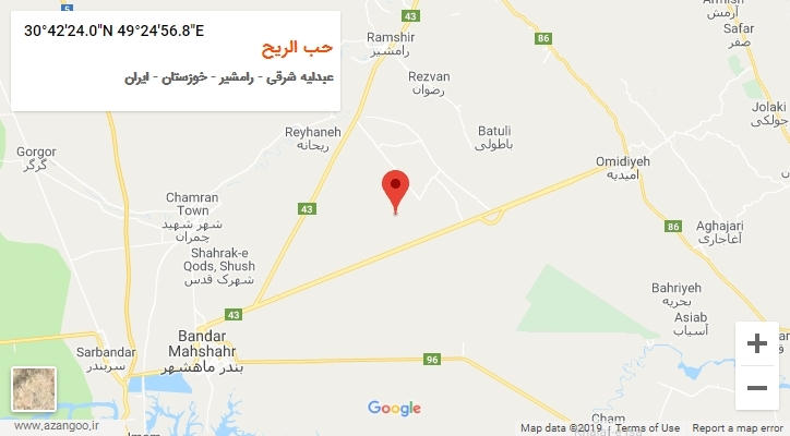 روستای حب الریح بر روی نقشه