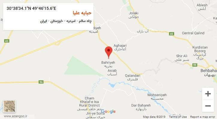 روستای حبایه علیا بر روی نقشه