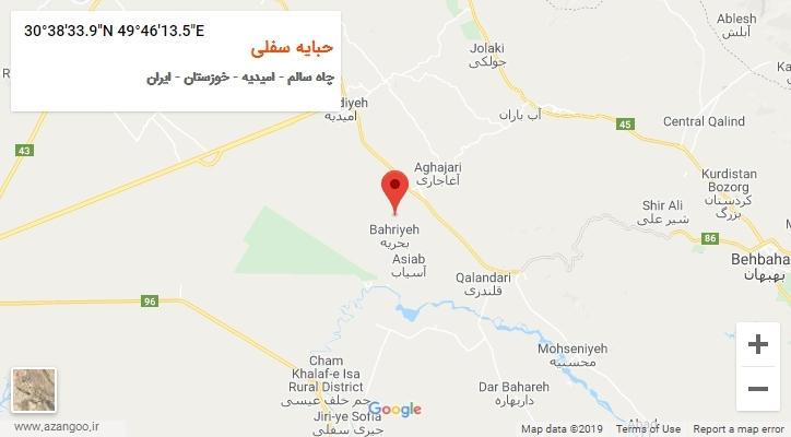 روستای حبایه سفلی بر روی نقشه