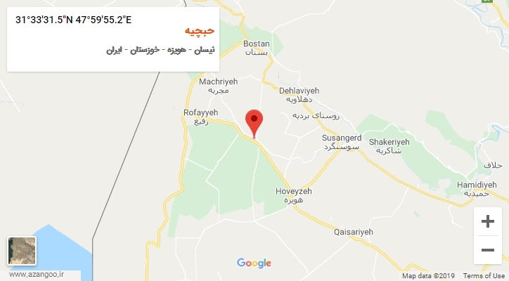 روستای حبچیه بر روی نقشه