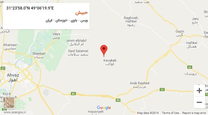 روستای حبیش بر روی نقشه