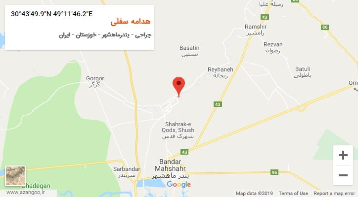 روستای هدامه سفلی بر روی نقشه
