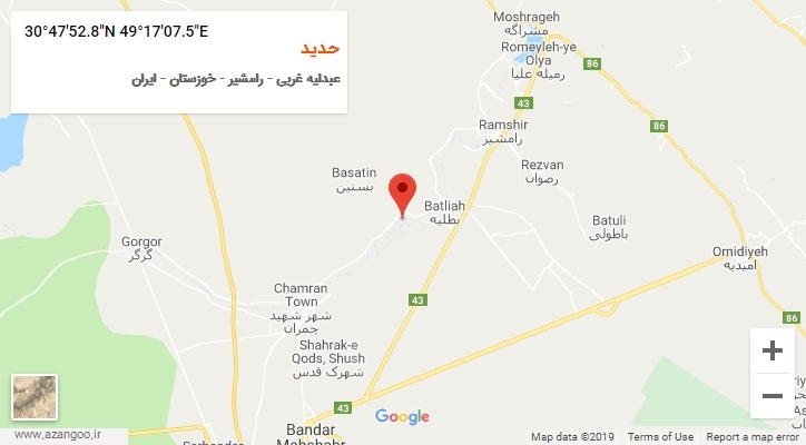 روستای حدید بر روی نقشه
