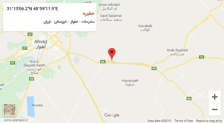 روستای حفیره بر روی نقشه