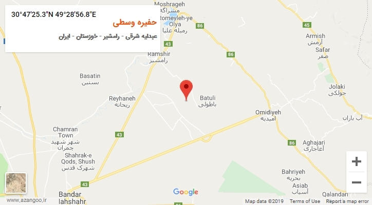 روستای حفیره وسطی بر روی نقشه