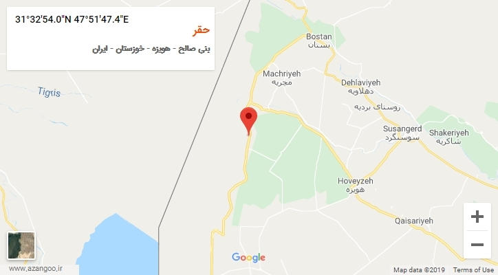 روستای حقر بر روی نقشه