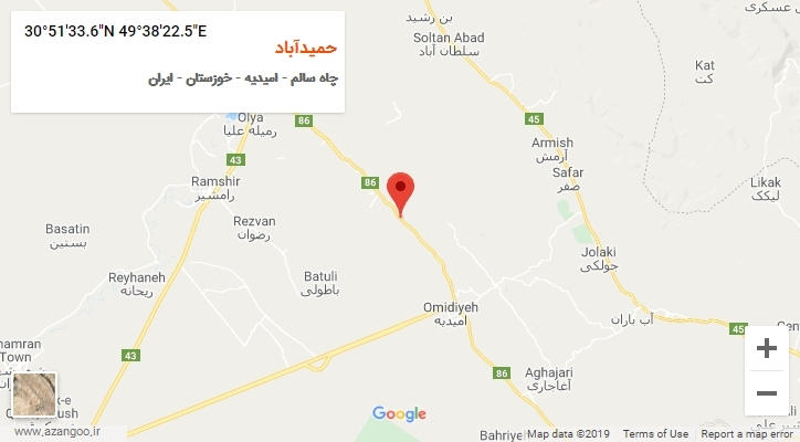 روستای حمیدآباد بر روی نقشه