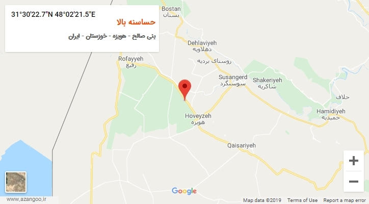روستای حساسنه بالا بر روی نقشه