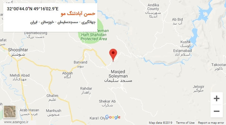 روستای حسن آبادتنگ مو بر روی نقشه
