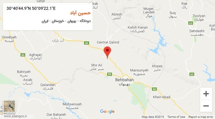 روستای حسین آباد بر روی نقشه