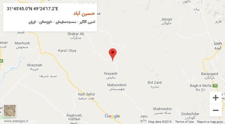 روستای حسین آباد بر روی نقشه